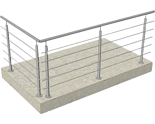Geländer mit Edelstahlseilen auf einer Betonfläche