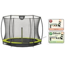 EXIT Silhouette Trampolin mit Sicherheitsnetz und Hinweisen zur Fußsicherheit