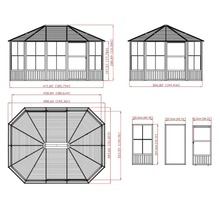 Pavillon SOJAG Charleston 12x15 mit Wandelementen und Moskitonetz 472x367 cm anthrazit-thumb-8