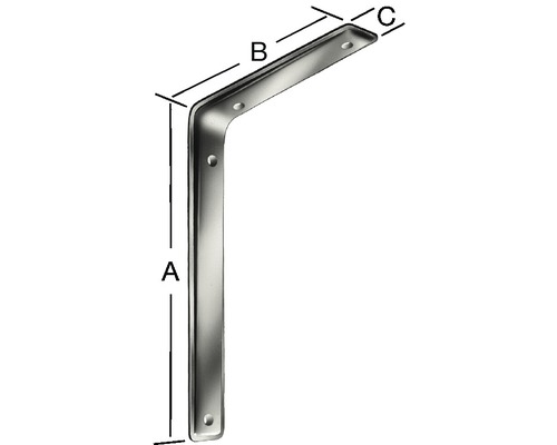 Winkelverbinder aus Metall mit Befestigungslöchern und Maßangaben