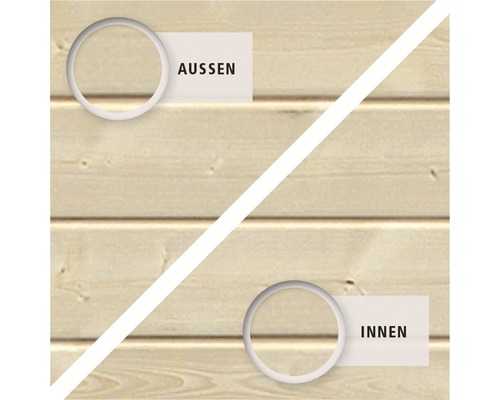 Innen- und Außenansicht einer Holzverkleidung