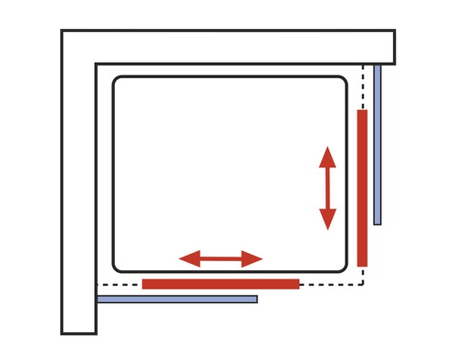 Illustration der Verstellmöglichkeiten eines Möbels