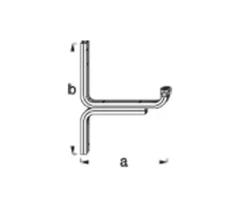 Abbildung einer Sanitärinstallation mit den Bezeichnungen a und b für die Maße.