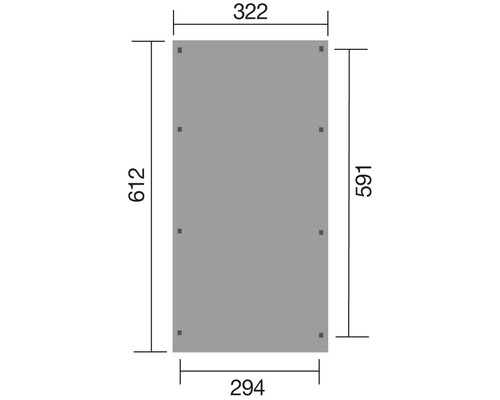 Technische Zeichnung einer Platte mit Maßangaben in Millimetern