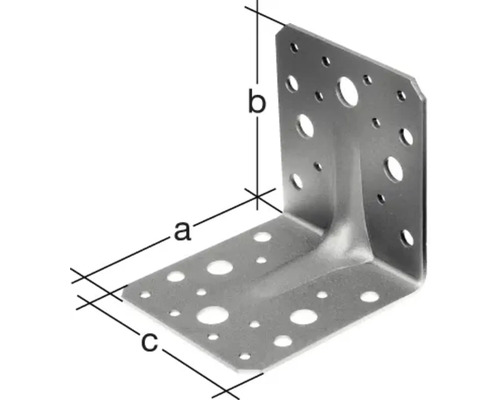 Winkelverbinder mit Löchern zur Befestigung mit den Massen a, b und c