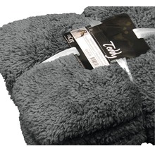 Graue Teddy Kuscheldecke aus Fleece, 150 mal 200 Zentimeter