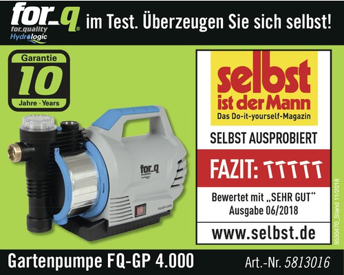 Gartenpumpe FQ-GP 4.000 mit zehn Jahren Garantie