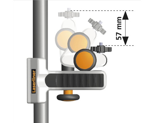 Laserliner Halterung mit einer Größenangabe von 57 Millimeter