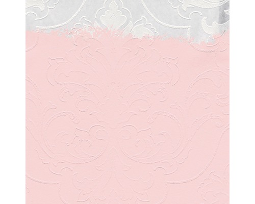 Tapete mit floralem Muster, teilweise in Rosa überstrichen