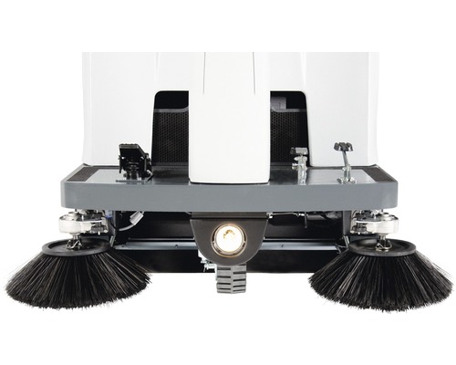 Kehrmaschine mit rotierenden Bürsten und Scheinwerfer