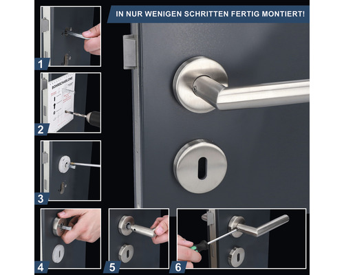 Anleitung zur Montage einer Innentürgarnitur mit Türgriff und Schlossrosette