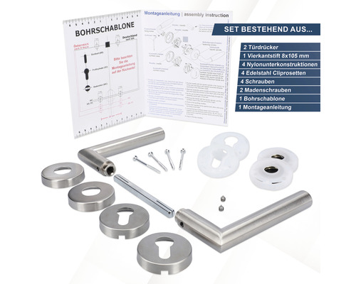 Rosettengarnitur Moskau II edelstahl/satiniert PZ mit 2x | HORNBACH