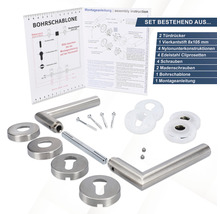 Edelstahl Türdrücker Set mit Montageanleitung und Bohrschablone