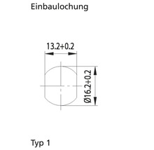 Einbaulochung Typ 1 mit Massangaben