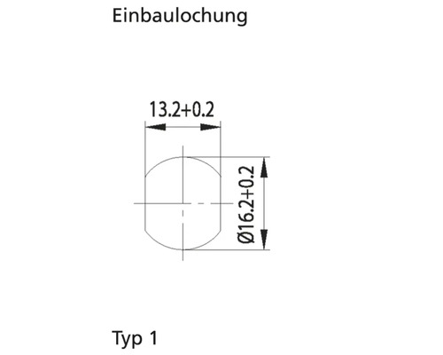 Einbaulochung Typ 1 mit Massangaben