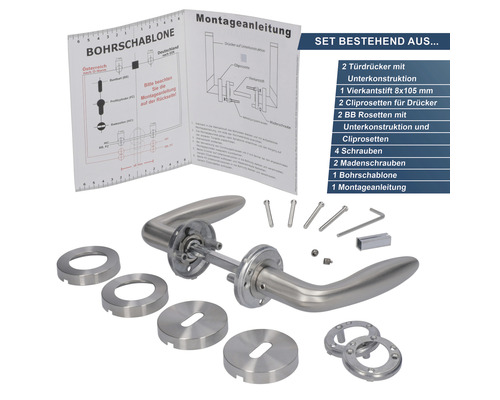 Türdrücker Set mit Montageanleitung und Zubehör