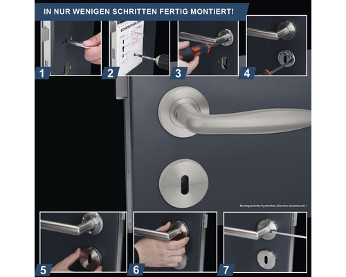 Montageanleitung für eine Türgarnitur mit wenigen Schritten