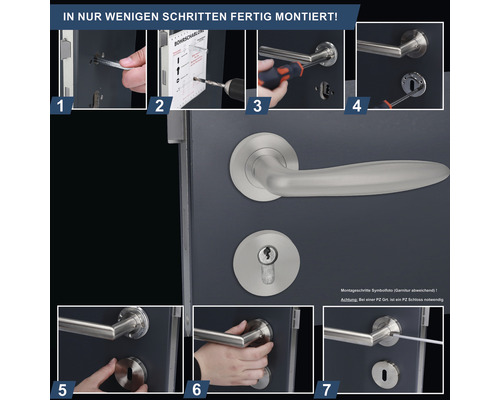Montageanleitung einer Türgarnitur in sieben Schritten