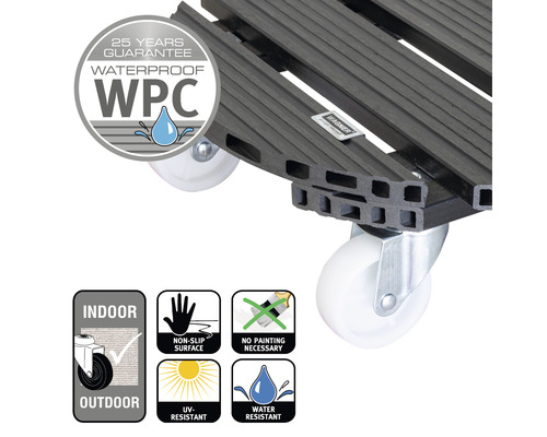 Rollbrett aus WPC mit 25 Jahren Garantie, wasserfest, für Innen- und Außenbereich, rutschfeste Oberfläche, kein Anstrich notwendig, UV-beständig, wasserabweisend.