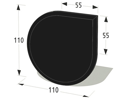 Technische Zeichnung einer Duschkabine mit Maßangaben