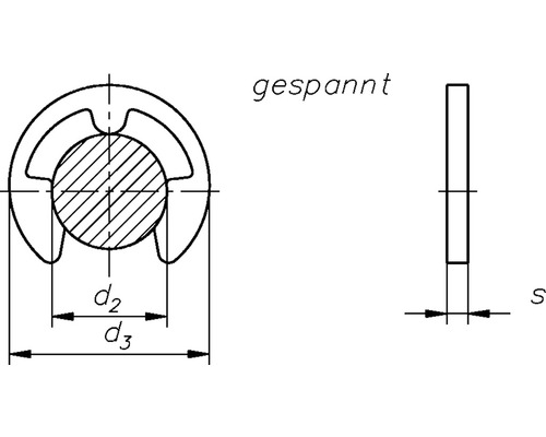 Technische Zeichnung eines Sprengrings