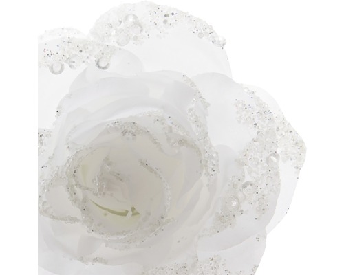 Dekorative weiße Rose mit Glitzer für festliche Anlässe