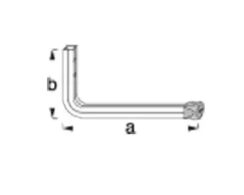 Darstellung eines Winkelsteckschlüssels mit den Abmessungen a und b.