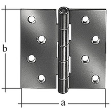 Scharnier quadratisch mit vernietetem Edelstahlstift, 64 x 62 mm, Edelstahl-thumb-1