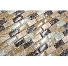 Glasmosaik mit Naturstein XIC B1153 braun/beige 30x28,5 cm