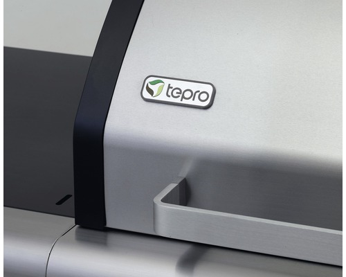 Detailansicht eines Teils eines Grills mit Tepro Logo
