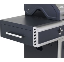 Detailansicht eines Grills mit Schublade und Flaschenöffner