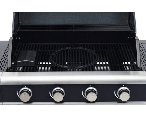 Gasgrill mit Grillrost, Warmhalterost, Pizzastein und Reinigungsbürste