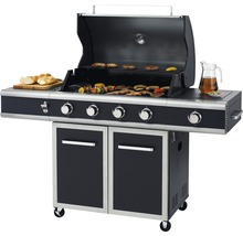 Gasgrill mit Grillgut und Zubehör