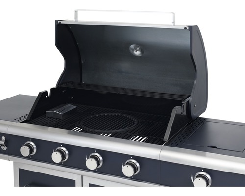 Gasgrill mit offenem Deckel und Grillrost