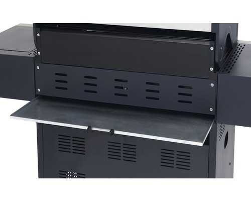 Detailansicht eines Grillwagens mit Ablagefläche