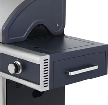Detailansicht eines Gasgrills mit Schublade und Bedienknebel