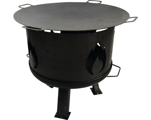 Feuerstelle mit Grillplatte und Flammenmuster