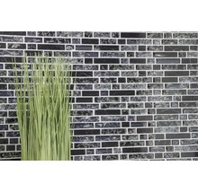 Glasmosaik Crystal mit Naturstein XIC V1328 schwarz 29,8x30,5 cm