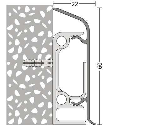 Technische Zeichnung eines Profils mit den Maßen 22 und 60 Millimeter
