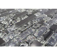 Glasmosaik Crystal mit Naturstein XIC V1328 schwarz 29,8x30,5 cm