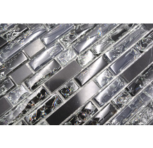 Glasmosaik Crystal mit Naturstein XIC V1328 schwarz 29,8x30,5 cm