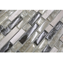 Glasmosaik mit Naturstein XIC V1352 29,8x30,5 cm graugrün