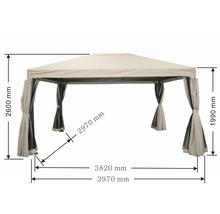 Pavillon Garden Place Deluxe 3 x 4 x 2,7 m Polyester taupe inkl. 4 Seitenteilen und 4 Moskitonetze-thumb-2 Pavillon Garden Place Deluxe 3 x 4 x 2,7 m Polyester taupe inkl. 4 Seitenteilen und 4 Moskitonetze-thumb-2
