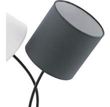 Detailaufnahme einer Stehlampe mit zwei Lampenschirmen