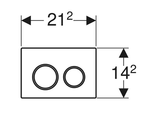 Technische Zeichnung einer Betätigungsplatte mit Maßen 21,2 x 14,2 cm.