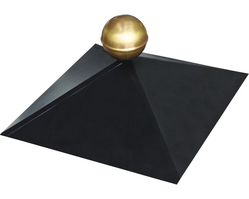 Schwarze Zaunspitze mit goldfarbener Kugel