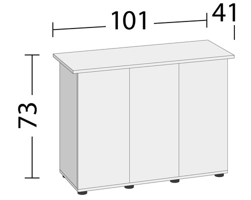 Abbildung eines Unterschranks mit den Maßen 101 x 73 x 41 cm.