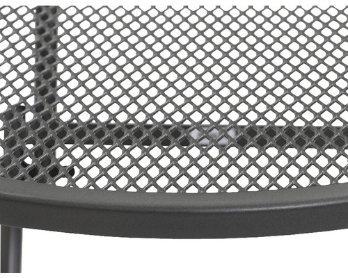 Detailansicht einer runden Tischplatte aus Metallgitter