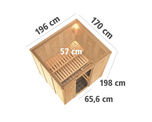 Abmessungen einer Holzsauna mit Liegeflächen