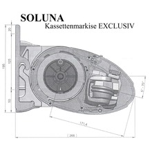 SOLUNA Kassettenmarkise Exclusiv 3x1,5 Stoff Dessin 6292 Gestell RAL 7016 anthrazitgrau Antrieb rechts inkl. Motor und Wandschalter-thumb-8